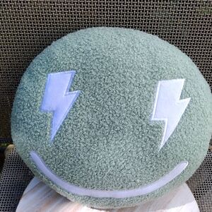 Nwot Target Bullseye Playground Green Lightning Bolt Smiley Face Emoji Pillow…